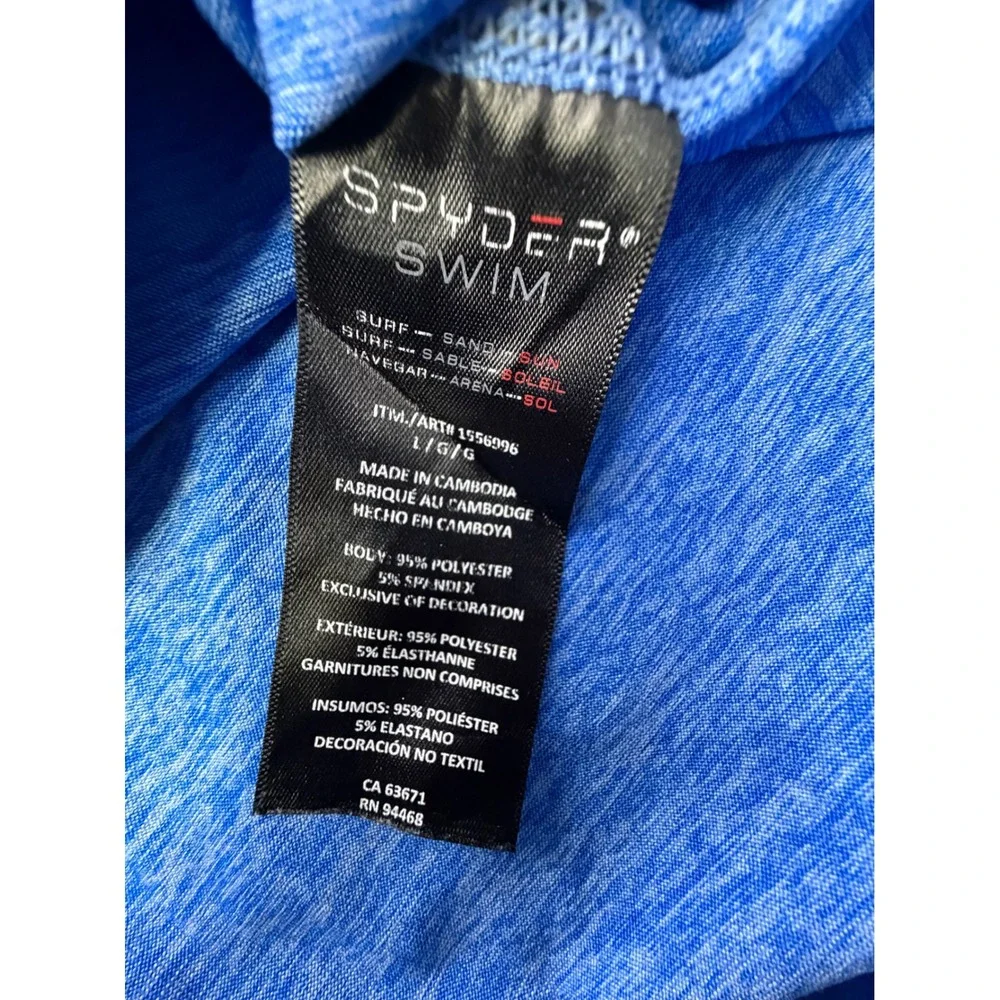 Spyder Rash Guard Mens Large Blue Long Sleeve Swim Shirt Logo Z336